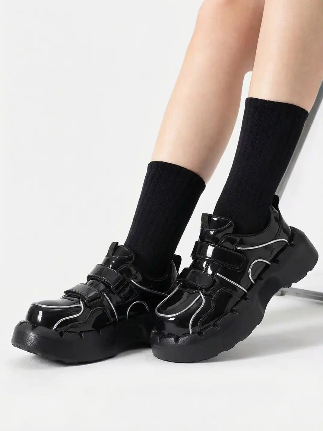 PINJIAHUI | Velcro Platform Shoes