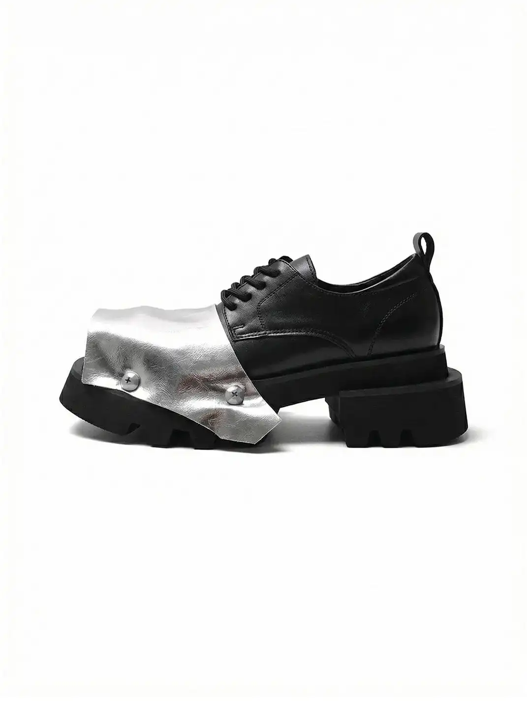 PINJIAHUI | Silver Square-toe Derby Shoes