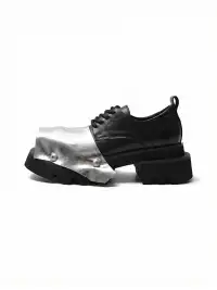 PINJIAHUI | Silver Square-toe Derby Shoes