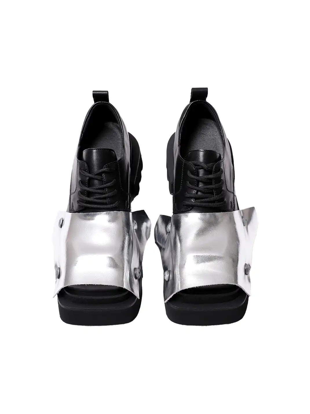 PINJIAHUI | Silver Square-toe Derby Shoes