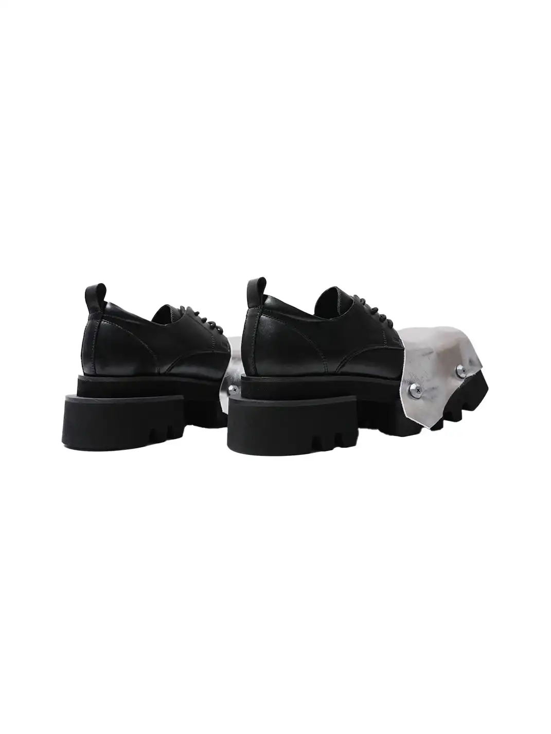 PINJIAHUI | Silver Square-toe Derby Shoes