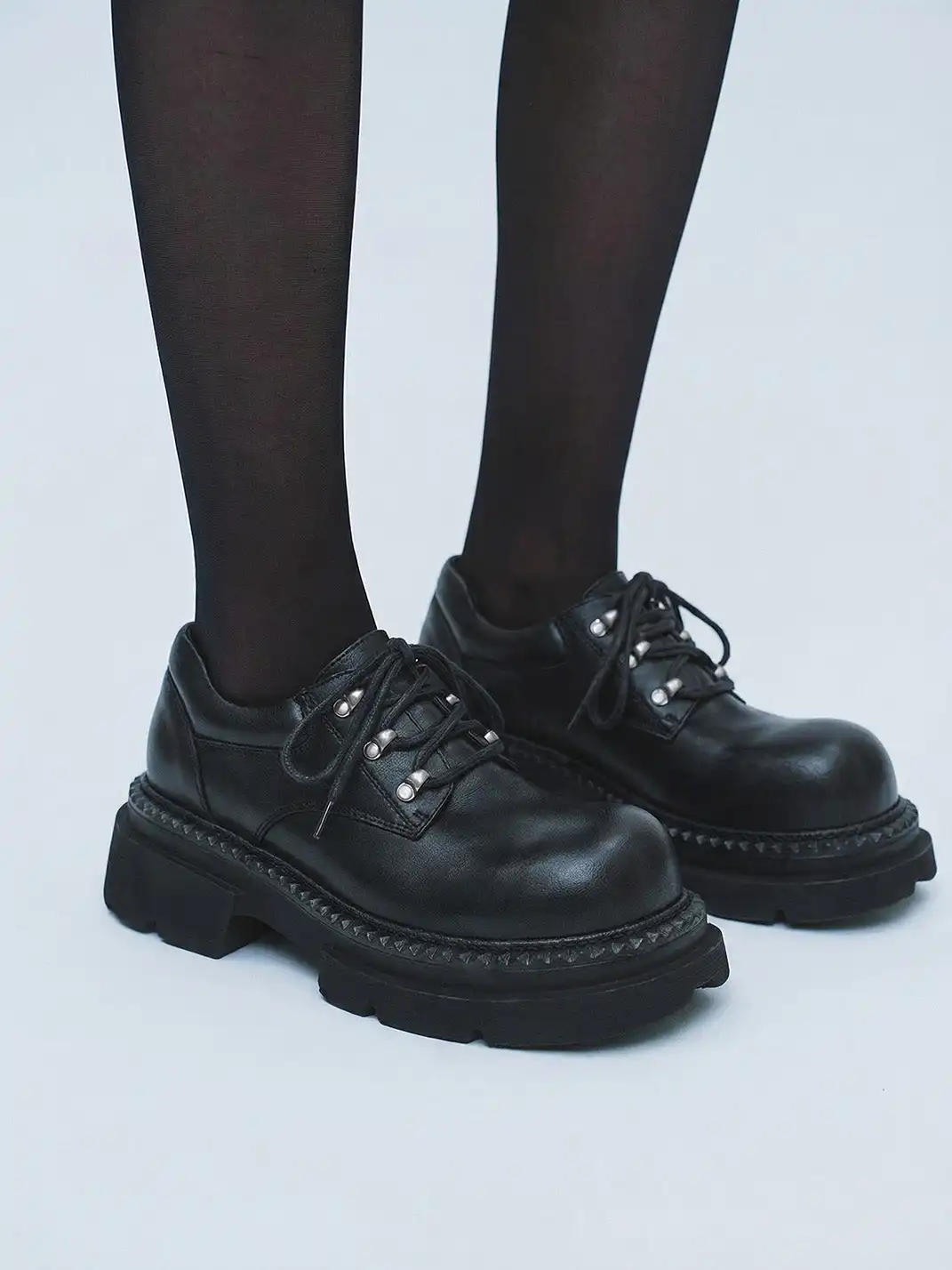 PINJIAHUI | Lace-up Leather Derby Shoes