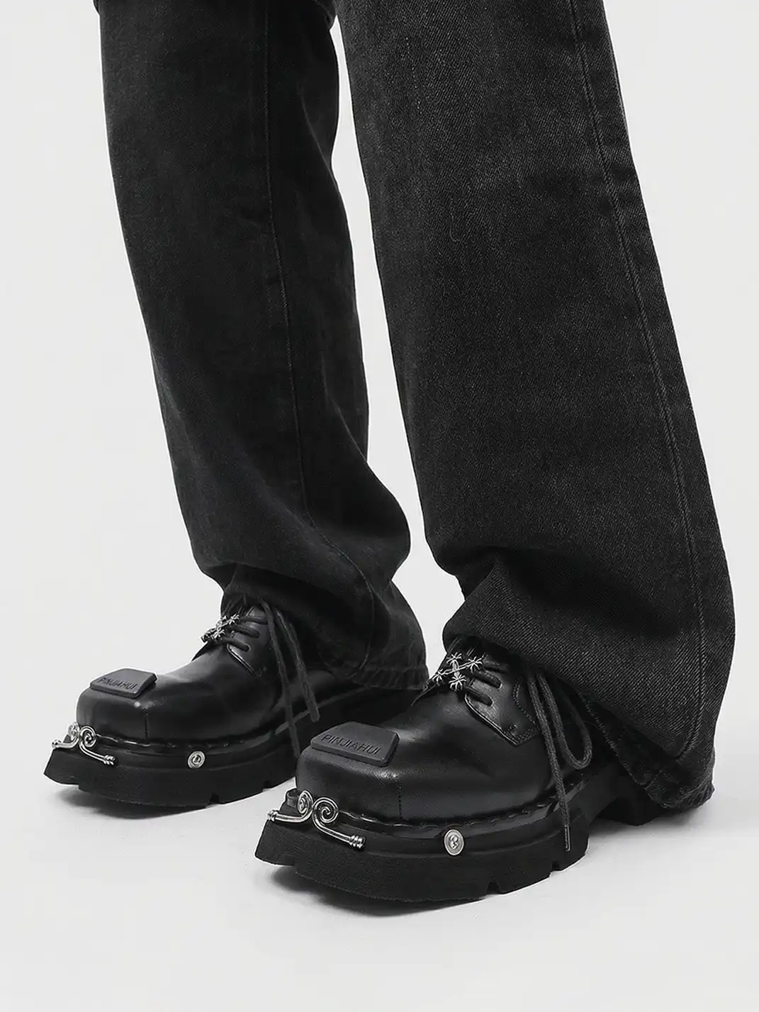 PINJIAHUI | Metal Square-toe Derby Shoes