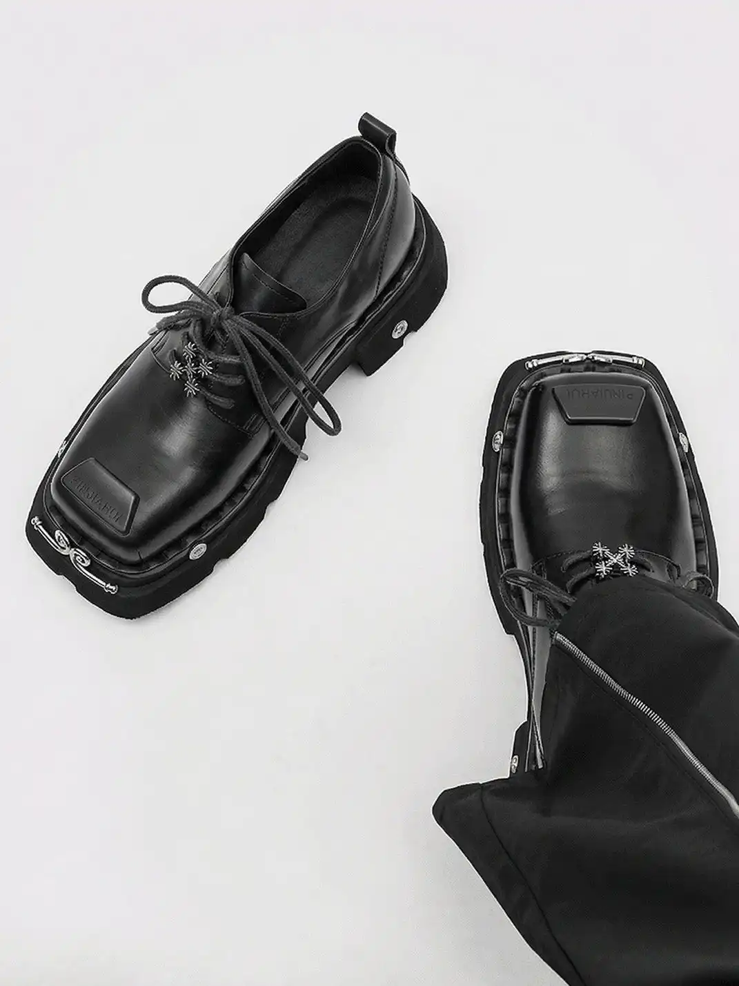 PINJIAHUI | Metal Square-toe Derby Shoes