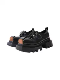 PINJIAHUI | Retro Square-toe Derby Shoes