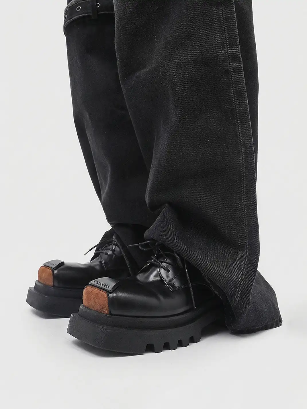 PINJIAHUI | Retro Square-toe Derby Shoes