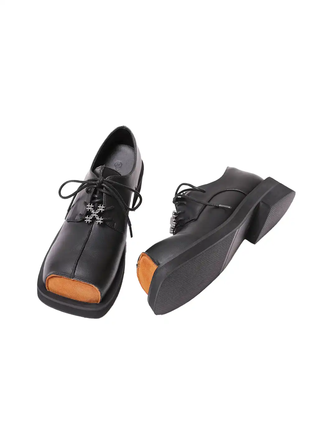 PINJIAHUI | Suede Patchwork Square-toe Derby Shoes