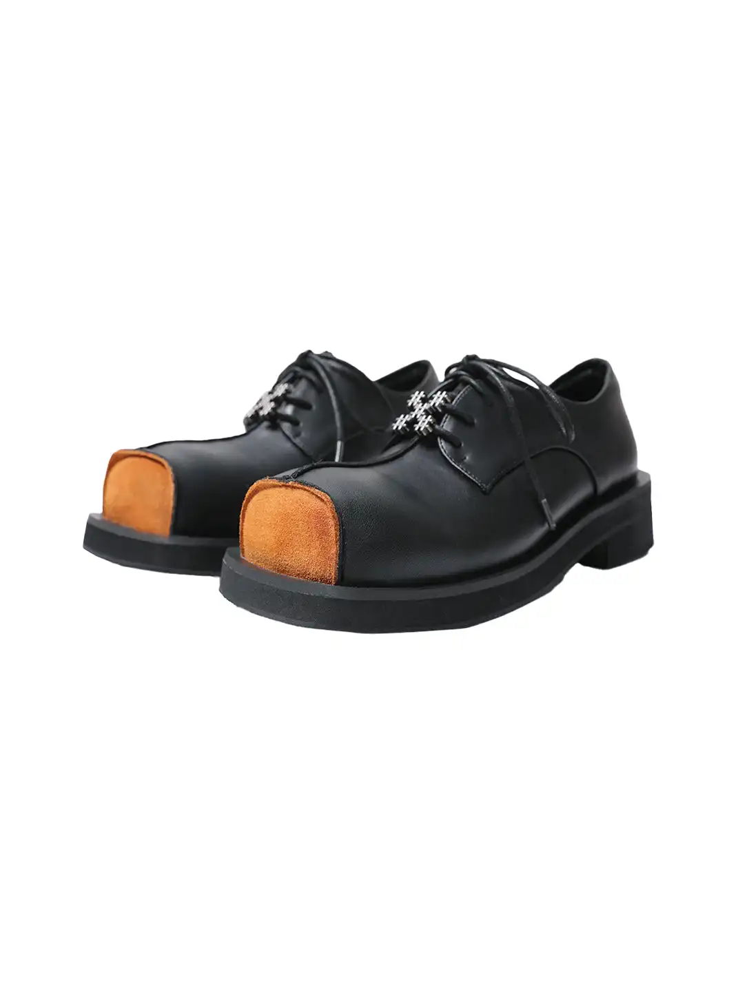 PINJIAHUI | Suede Patchwork Square-toe Derby Shoes