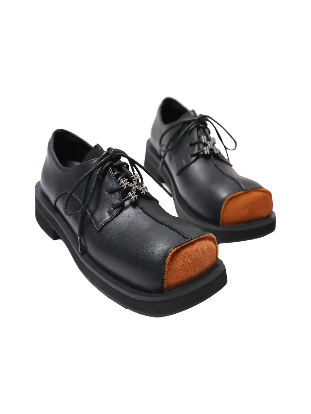 PINJIAHUI | Suede Patchwork Square-toe Derby Shoes