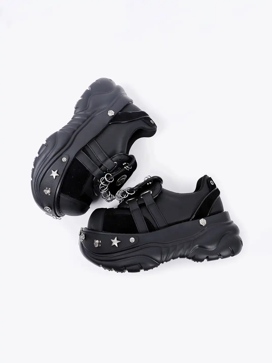 PINJIAHUI | Y2K Metal Detail Platform Shoes