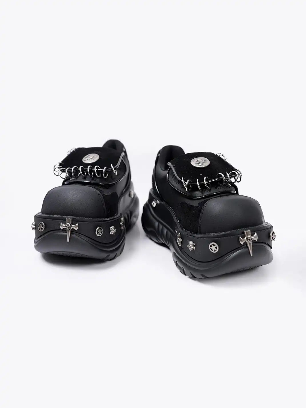 PINJIAHUI | Y2K Metal Detail Platform Shoes