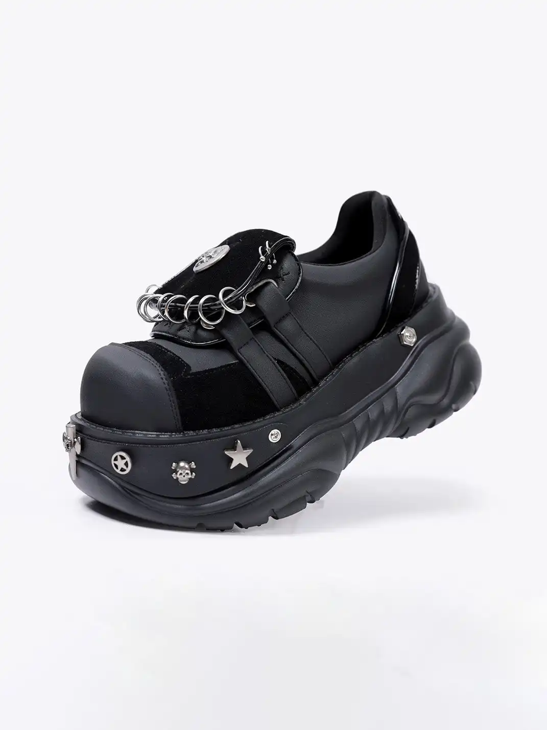 PINJIAHUI | Y2K Metal Detail Platform Shoes