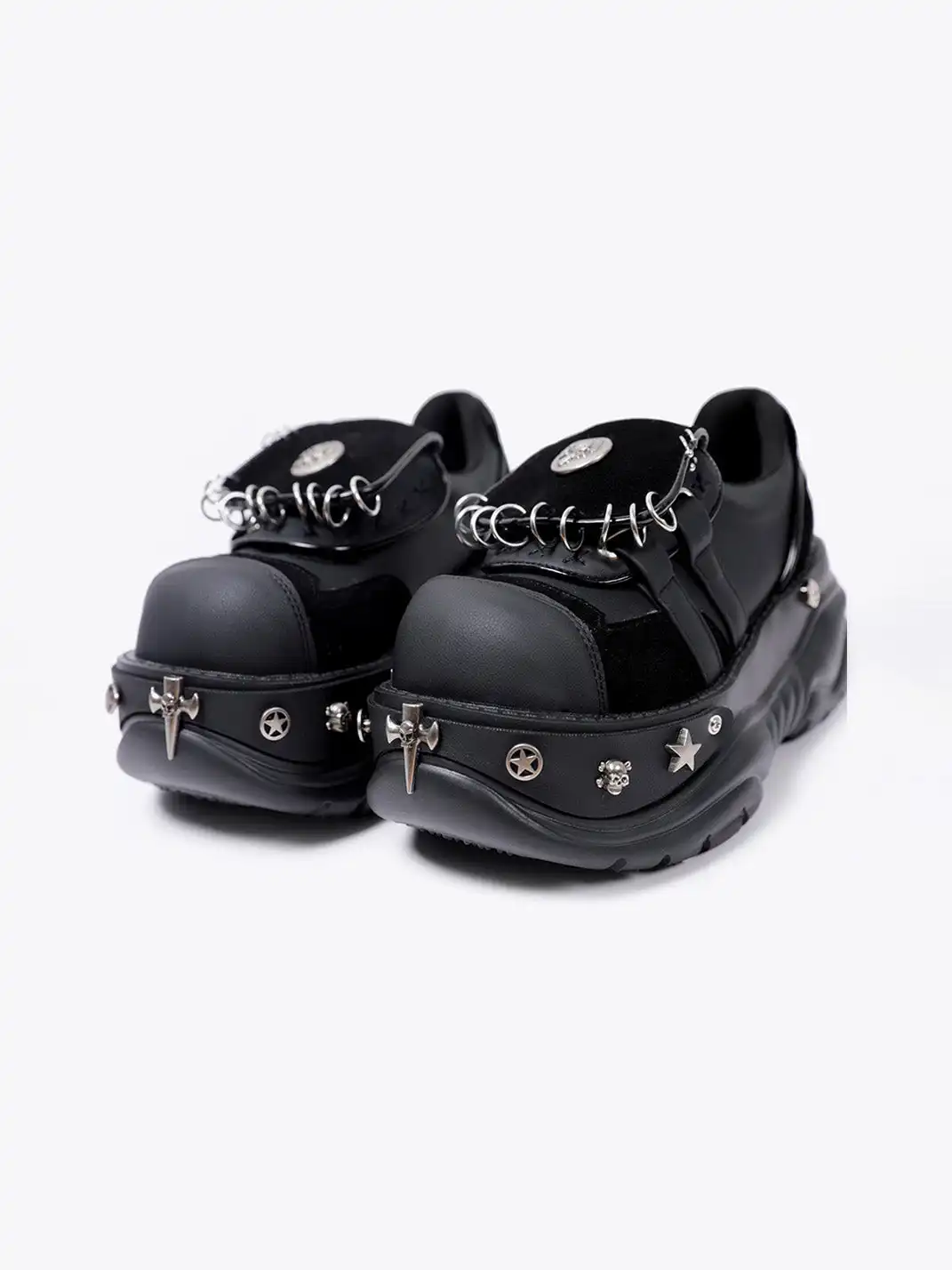 PINJIAHUI | Y2K Metal Detail Platform Shoes