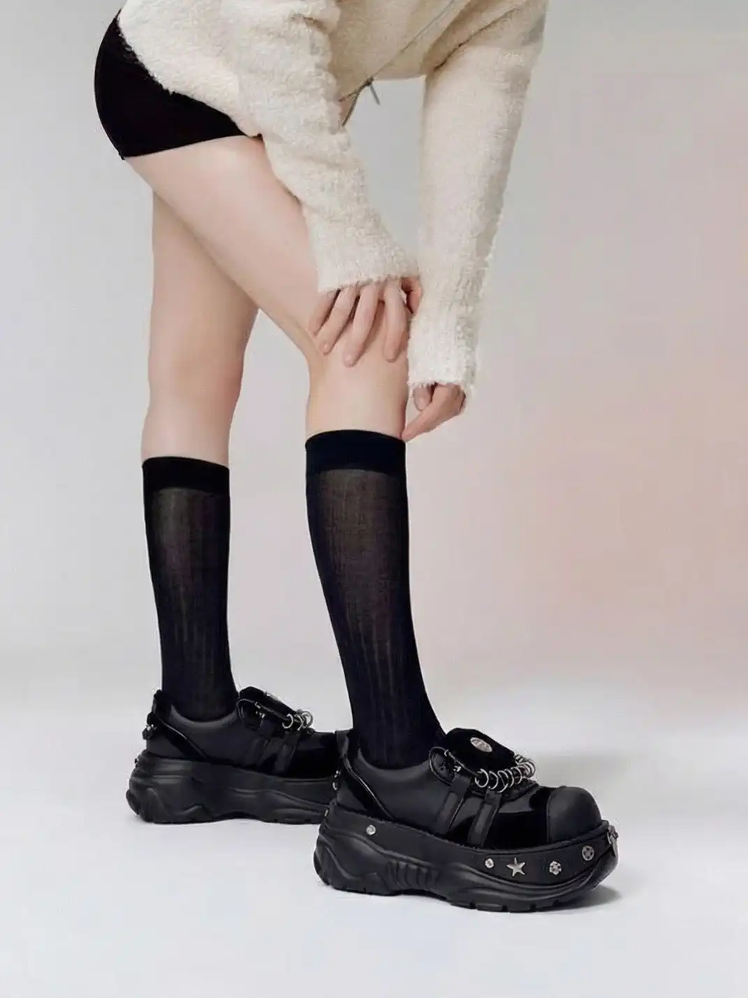 PINJIAHUI | Y2K Metal Detail Platform Shoes