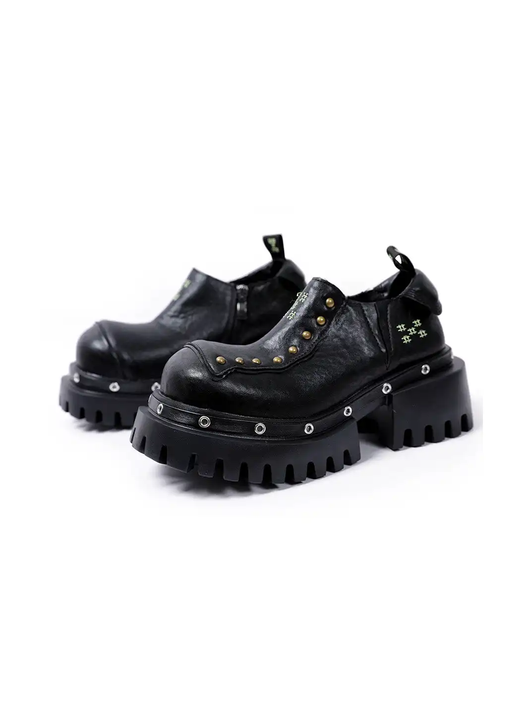PINJIAHUI | Retro Slip-on Platform Leather Shoes