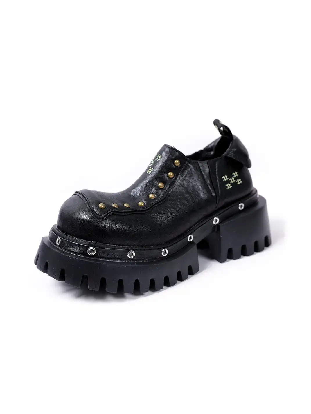 PINJIAHUI | Retro Slip-on Platform Leather Shoes