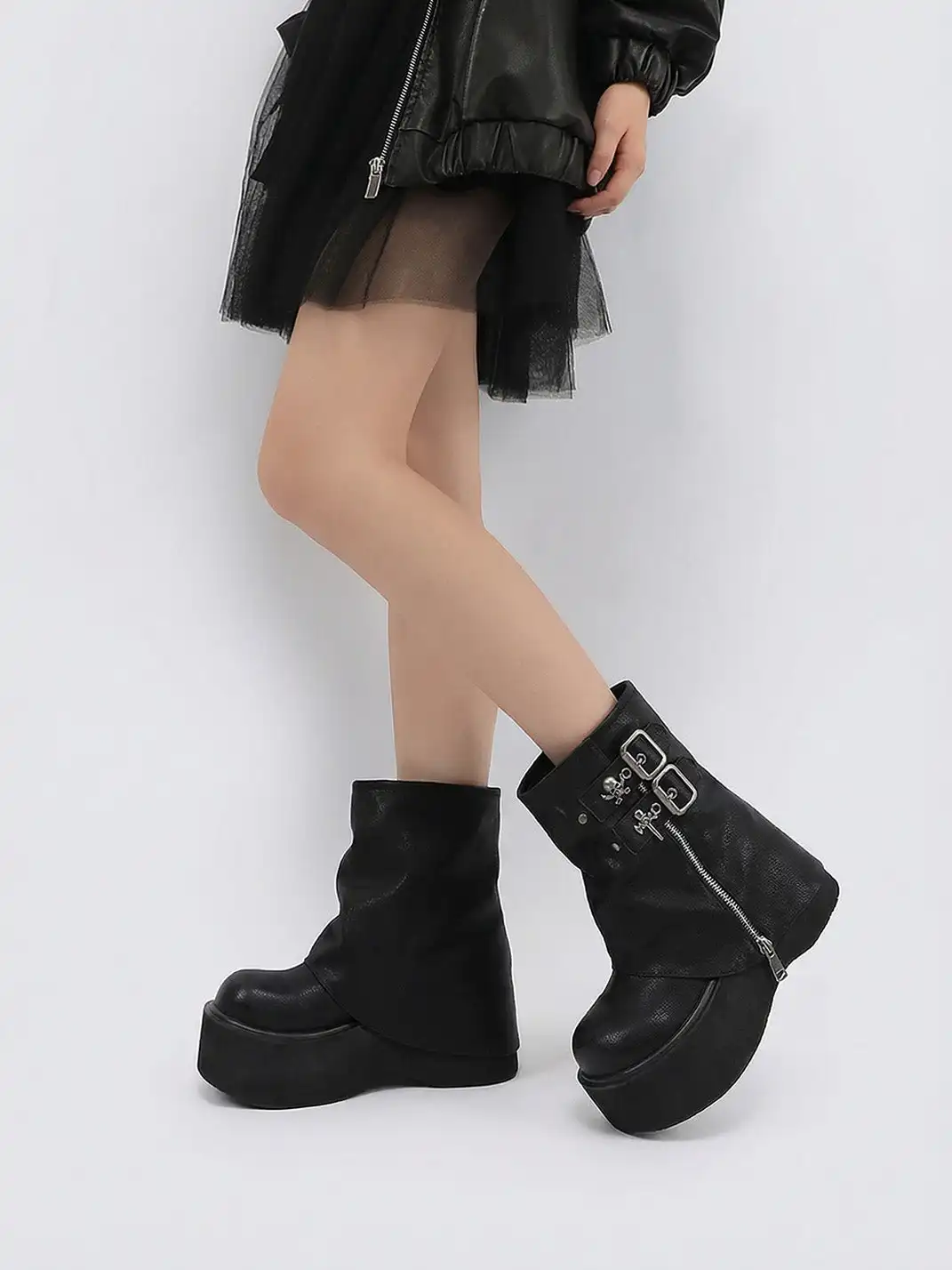PINJIAHUI | Skull Platform Boots