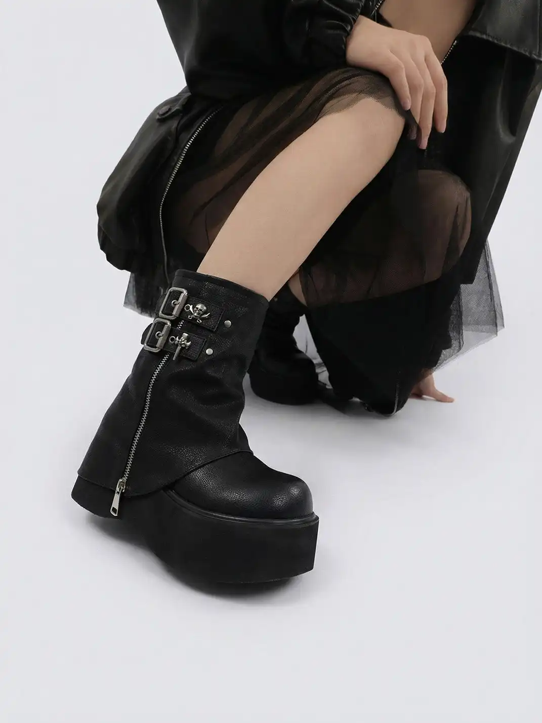 PINJIAHUI | Skull Platform Boots
