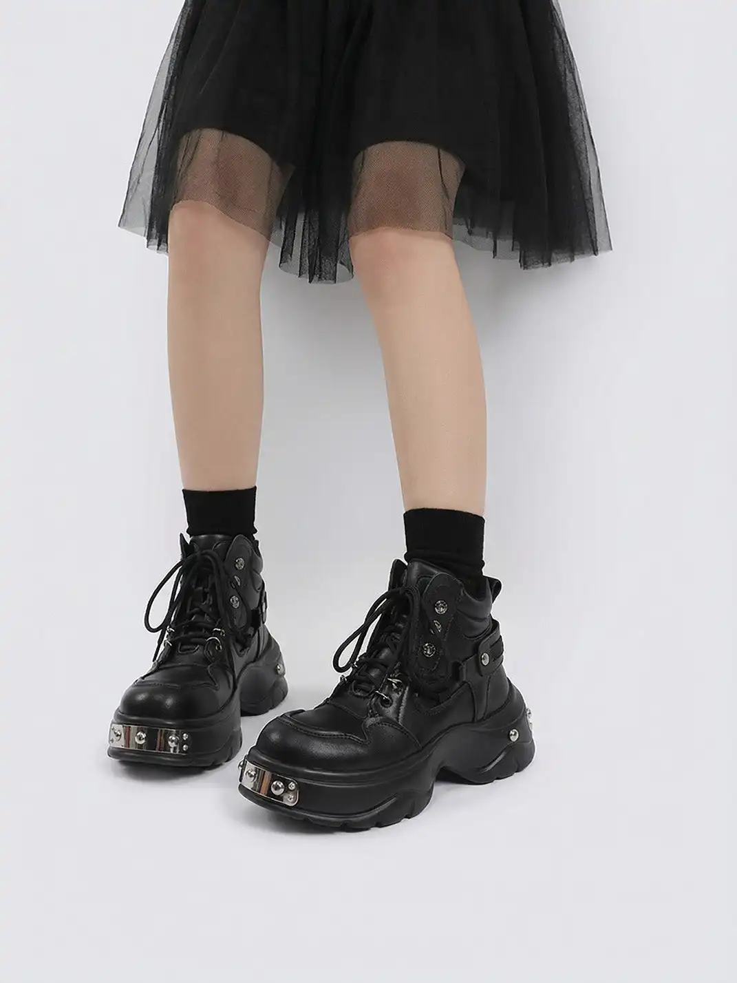 PINJIAHUI | Metal Detail Platform Boots