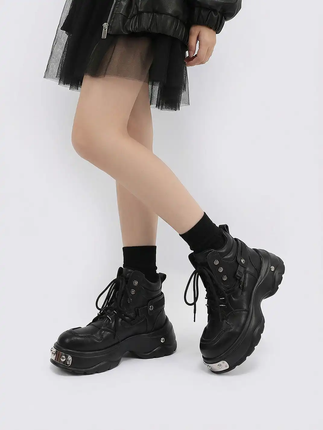 PINJIAHUI | Metal Detail Platform Boots
