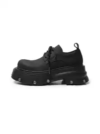 PINJIAHUI | Metal Detail Platform Derby Shoes