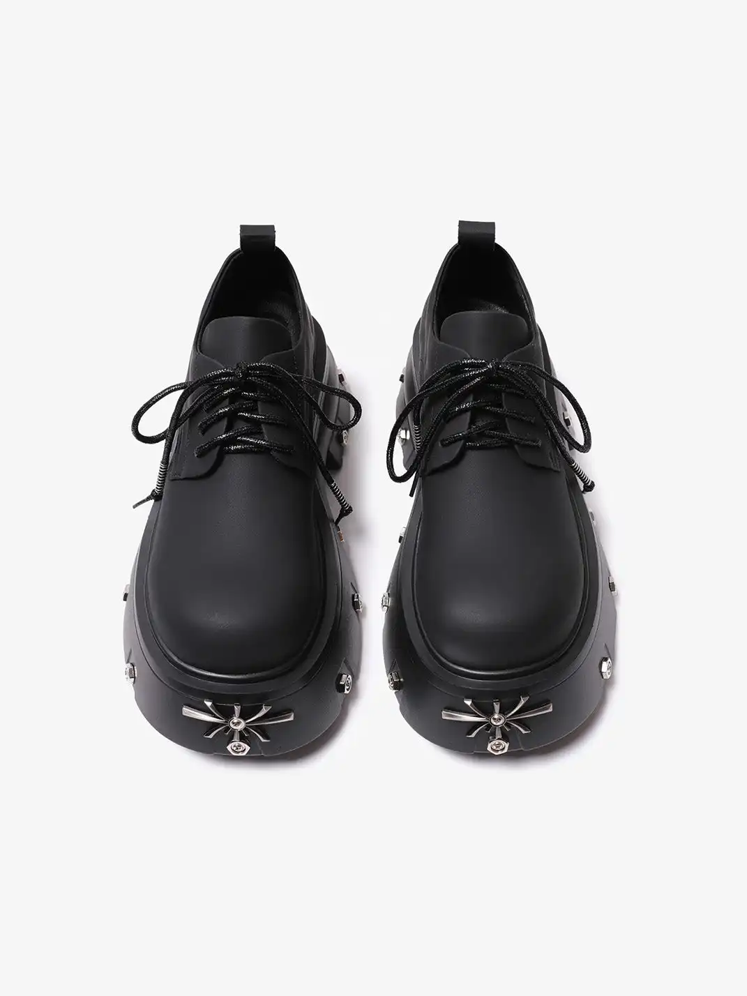PINJIAHUI | Metal Detail Platform Derby Shoes