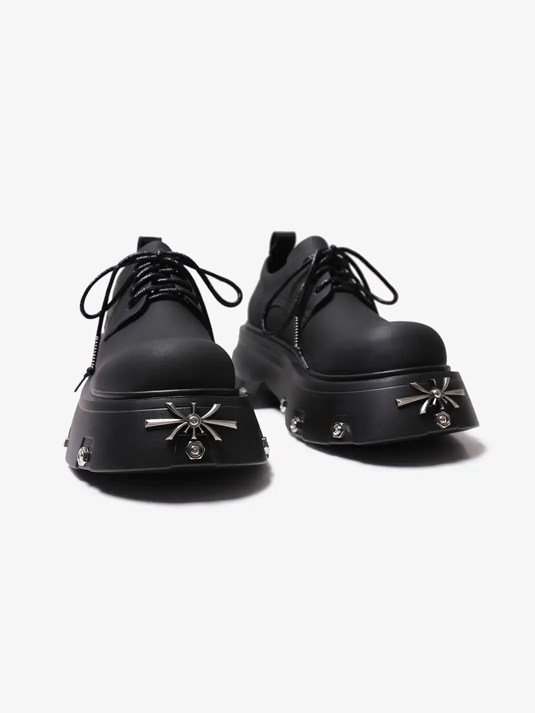 PINJIAHUI | Metal Detail Platform Derby Shoes