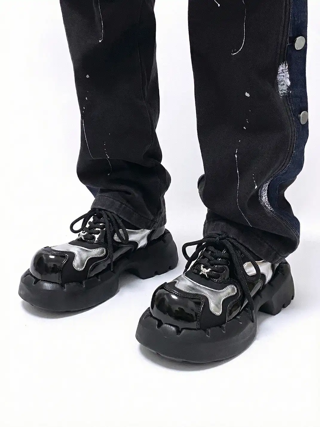 PINJIAHUI | Patchwork Platform Shoes
