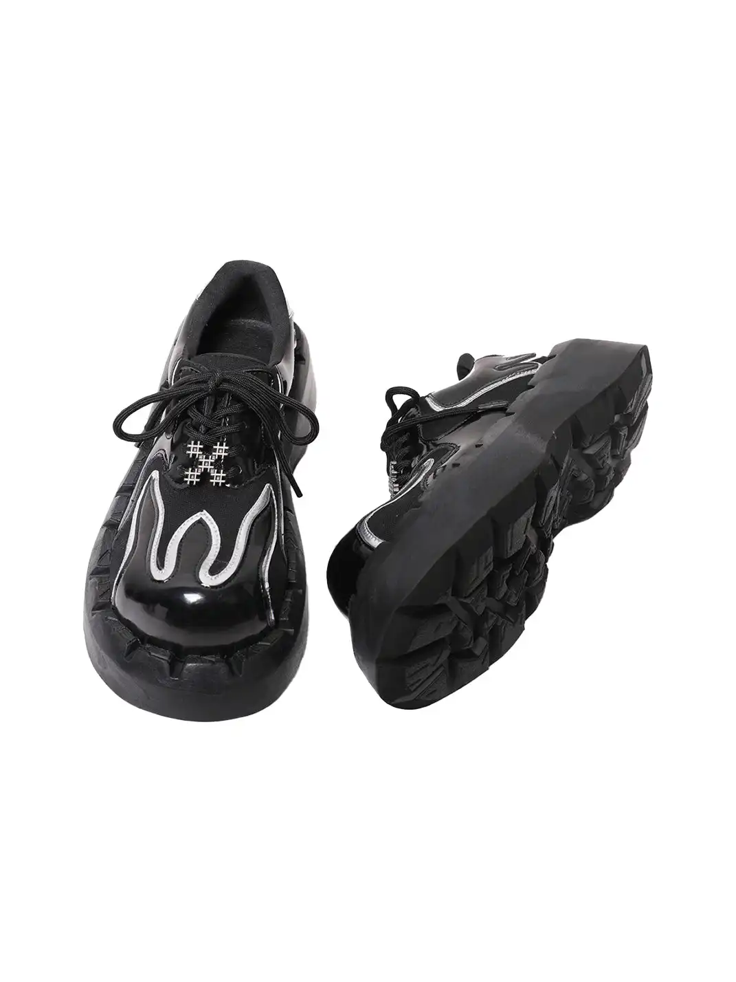 PINJIAHUI | Patchwork Platform Shoes With Metal