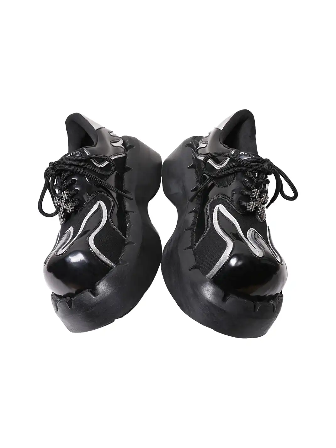 PINJIAHUI | Patchwork Platform Shoes With Metal