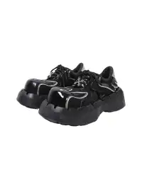 PINJIAHUI | Patchwork Platform Shoes With Metal