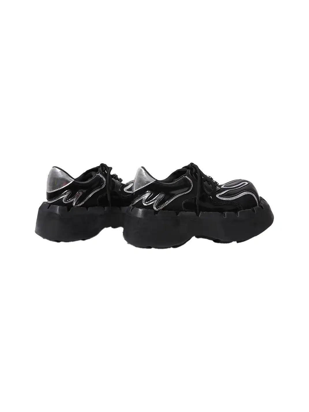 PINJIAHUI | Patchwork Platform Shoes With Metal