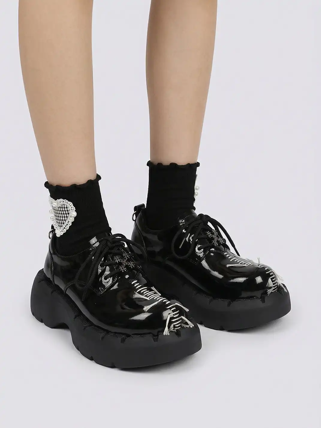 PINJIAHUI | Seam Wide-toe Platform Shoes