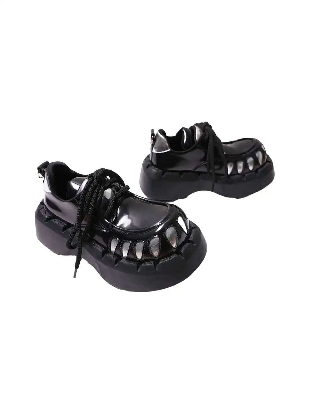 PINJIAHUI | Lace-up Patchwork Platform Shoes