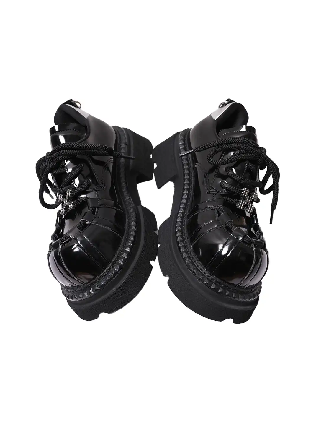 PINJIAHUI | Lace-up Metal Platform Shoes
