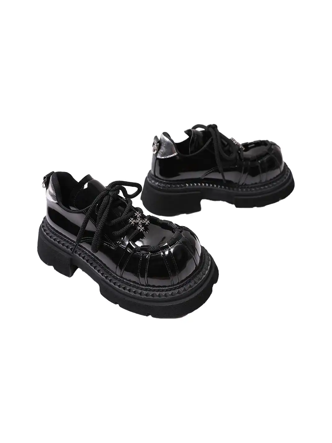 PINJIAHUI | Lace-up Metal Platform Shoes