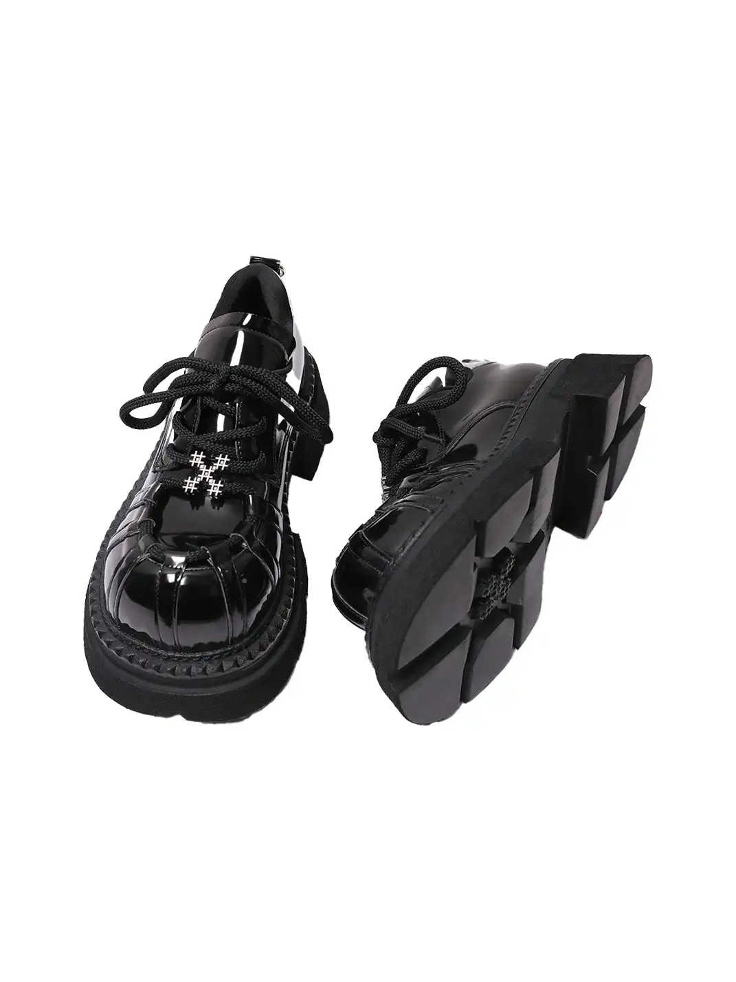PINJIAHUI | Lace-up Metal Platform Shoes