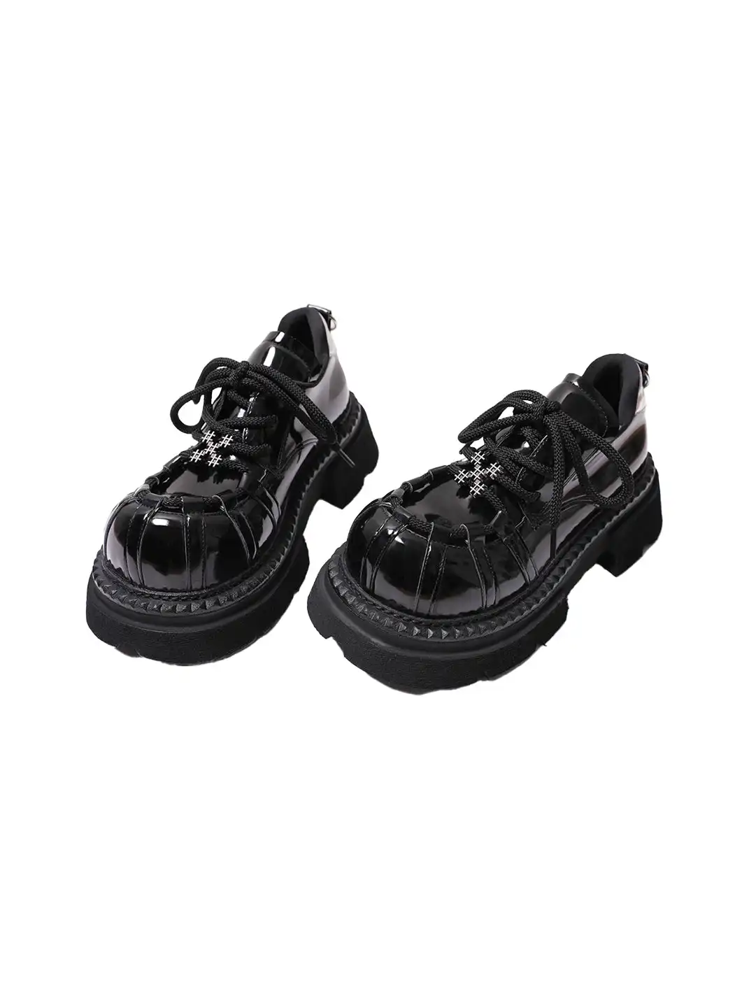 PINJIAHUI | Lace-up Metal Platform Shoes