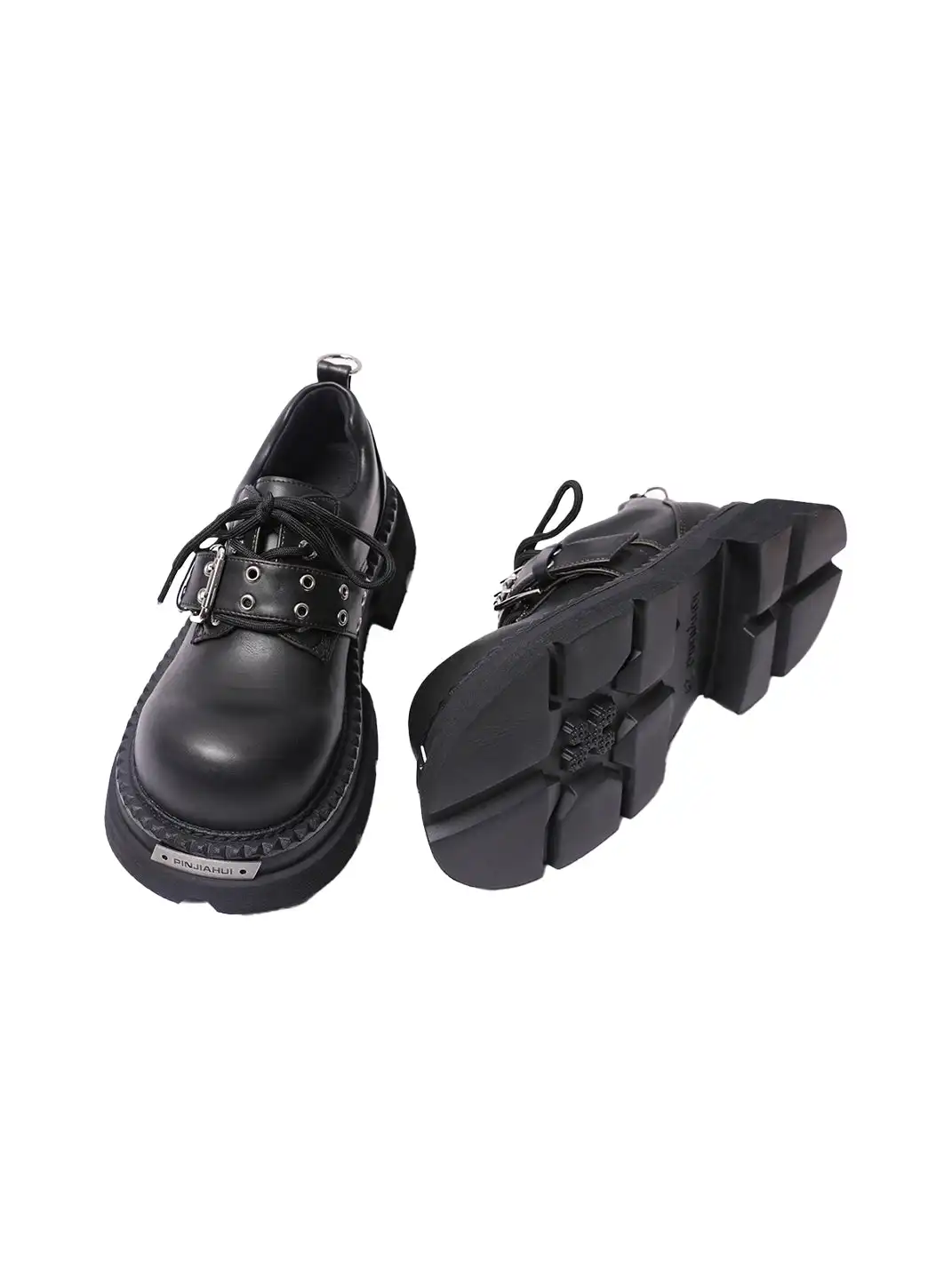 PINJIAHUI | Belt Design Wide-toe Platform Shoes