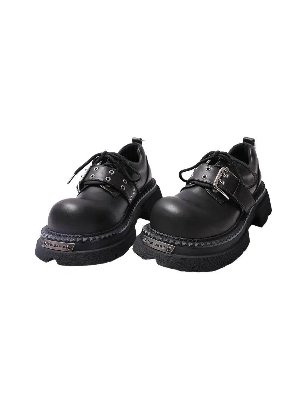PINJIAHUI | Belt Design Wide-toe Platform Shoes