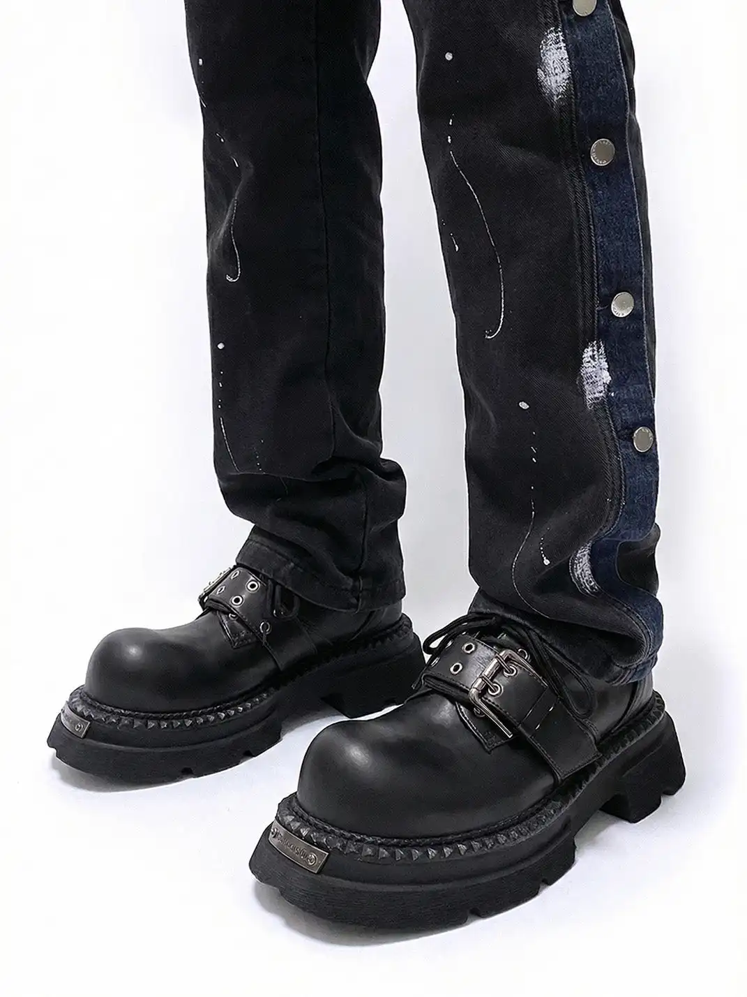 PINJIAHUI | Belt Design Wide-toe Platform Shoes