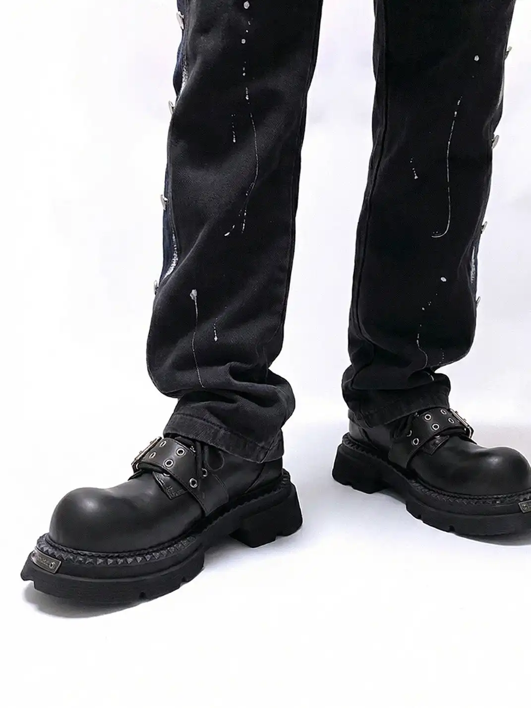 PINJIAHUI | Belt Design Wide-toe Platform Shoes