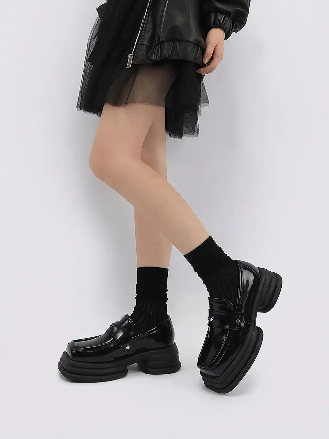 PINJIAHUI | Detachable Eye Square-toe Loafers