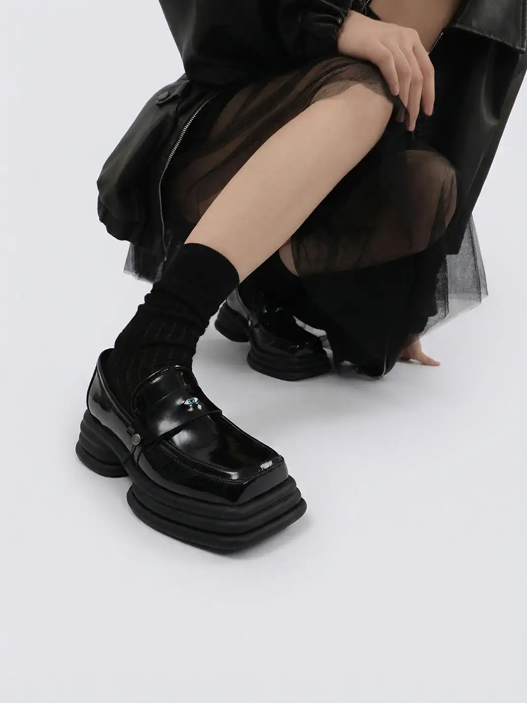 PINJIAHUI | Detachable Eye Square-toe Loafers