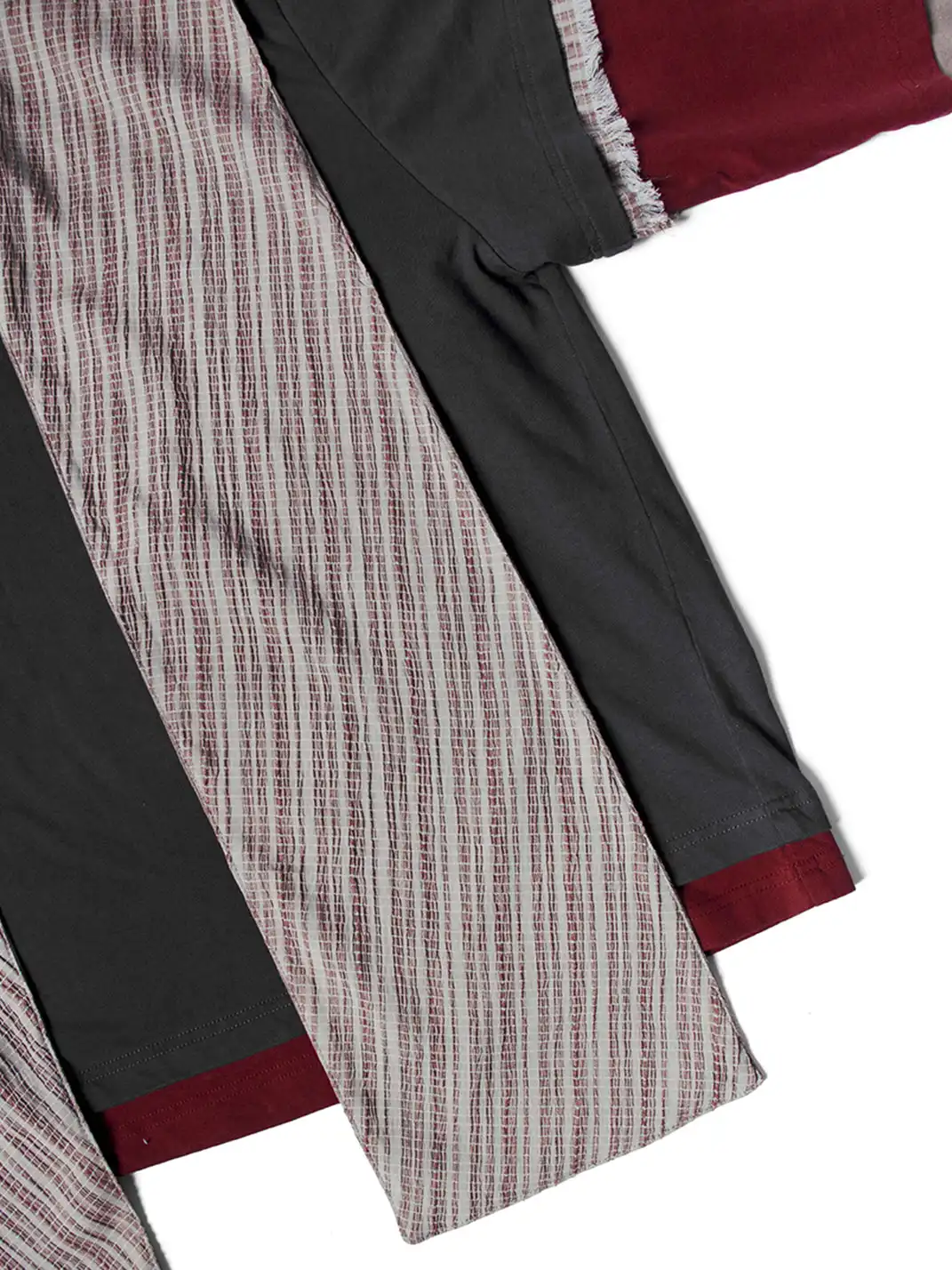RELABEL | Triple-Layer Detachable Striped Hood Long-Sleeve Tee Red