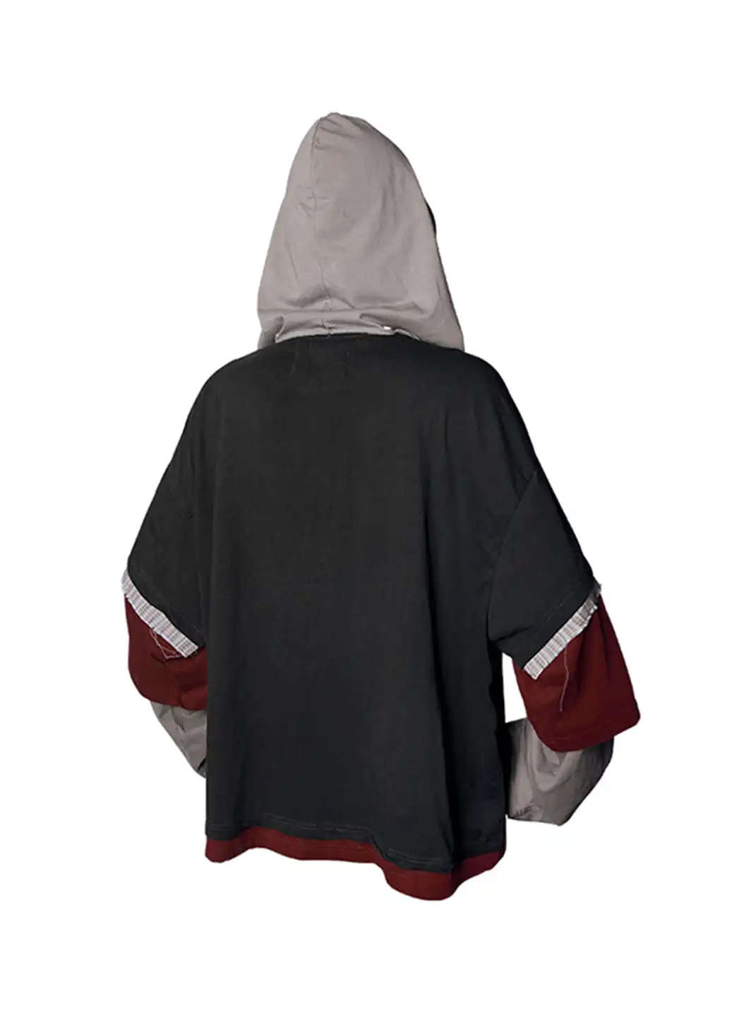 RELABEL | Triple-Layer Detachable Striped Hood Long-Sleeve Tee Red