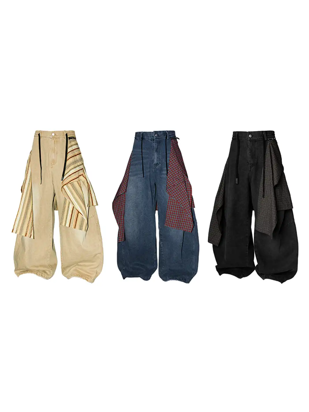 RELABEL | Detachable Drape Drawstring Baggy Jeans