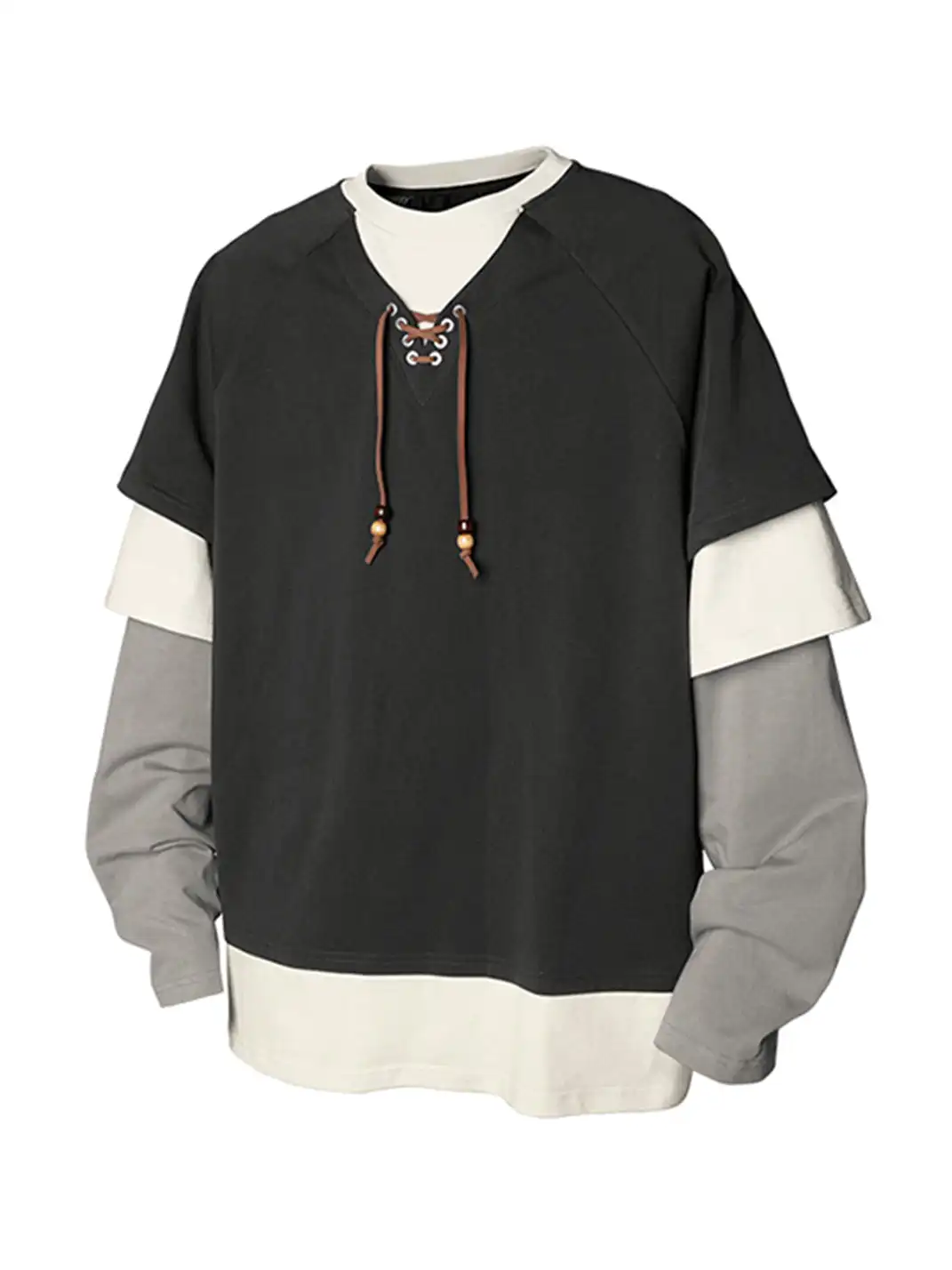 RELABEL | Layered Lace-Up Sweatshirt