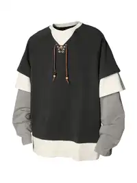 RELABEL | Layered Lace-Up Sweatshirt