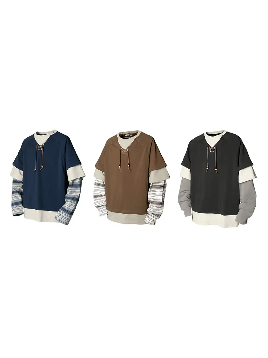 RELABEL | Layered Lace-Up Sweatshirt